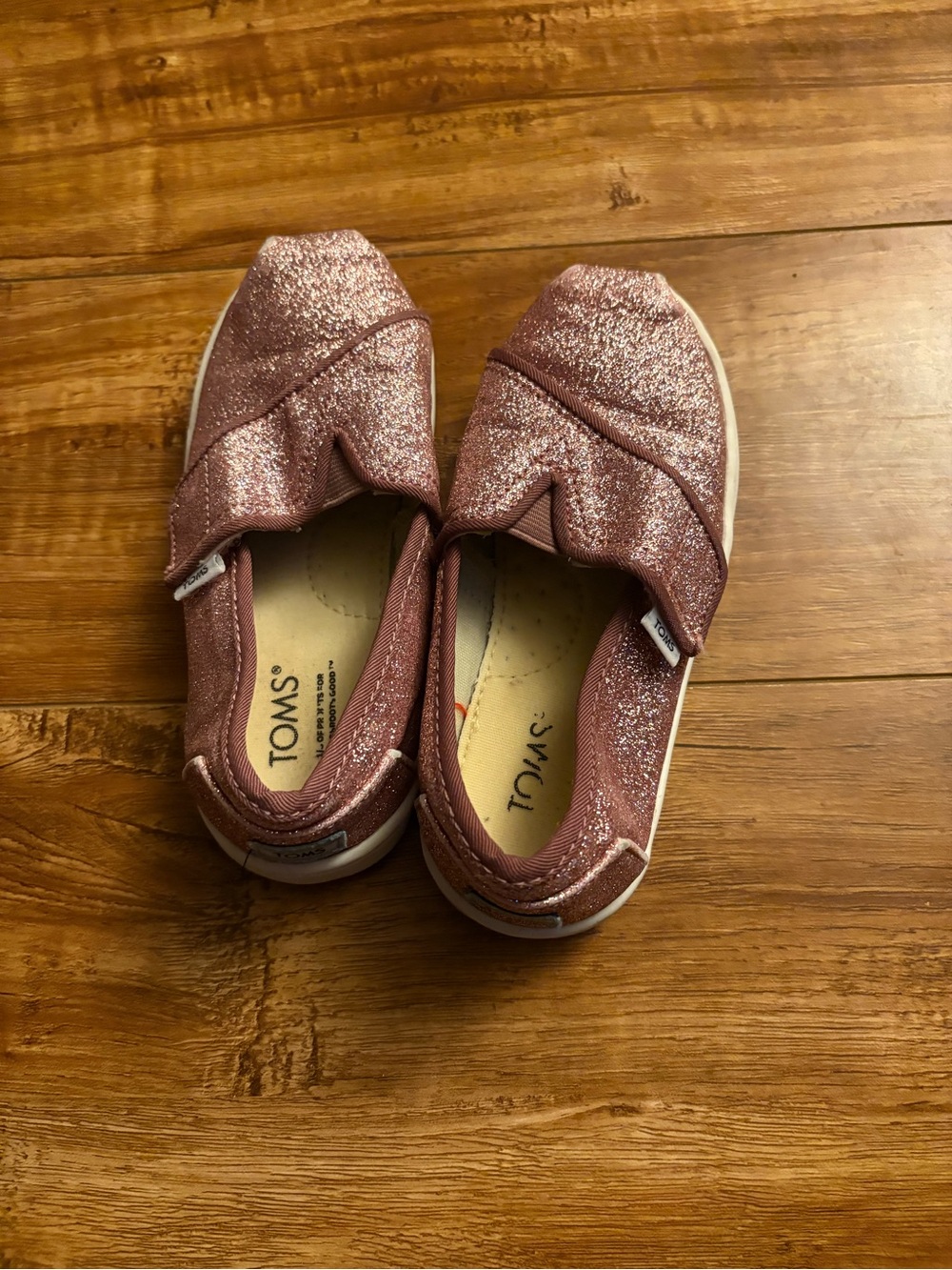 Toms Kids Glitter Slip-On Moccasins - Dusty Rose